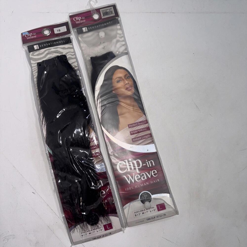 Sensationnel‎ Clip in Hair Extensions- Black 1B Real 100% Human Hair 2 Packs